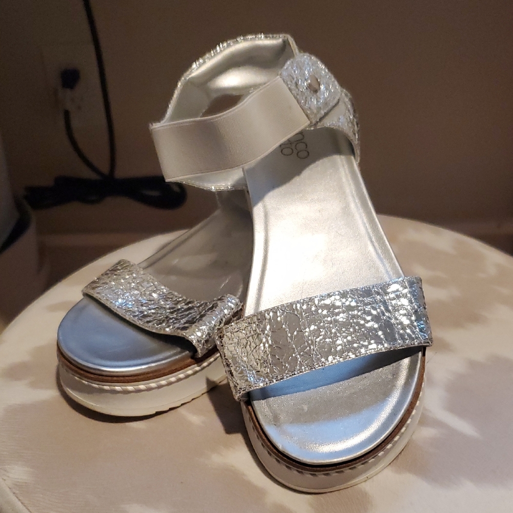 Franco Sarto ELMO Silver Sandals with Velcro Strap SIZE 10M